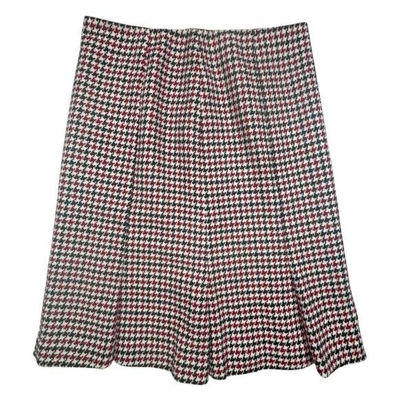 talbots Dresses & Skirts - Talbots Red Black Houndstooth Wool Pleated Peplum Skirt 10 Italy USA